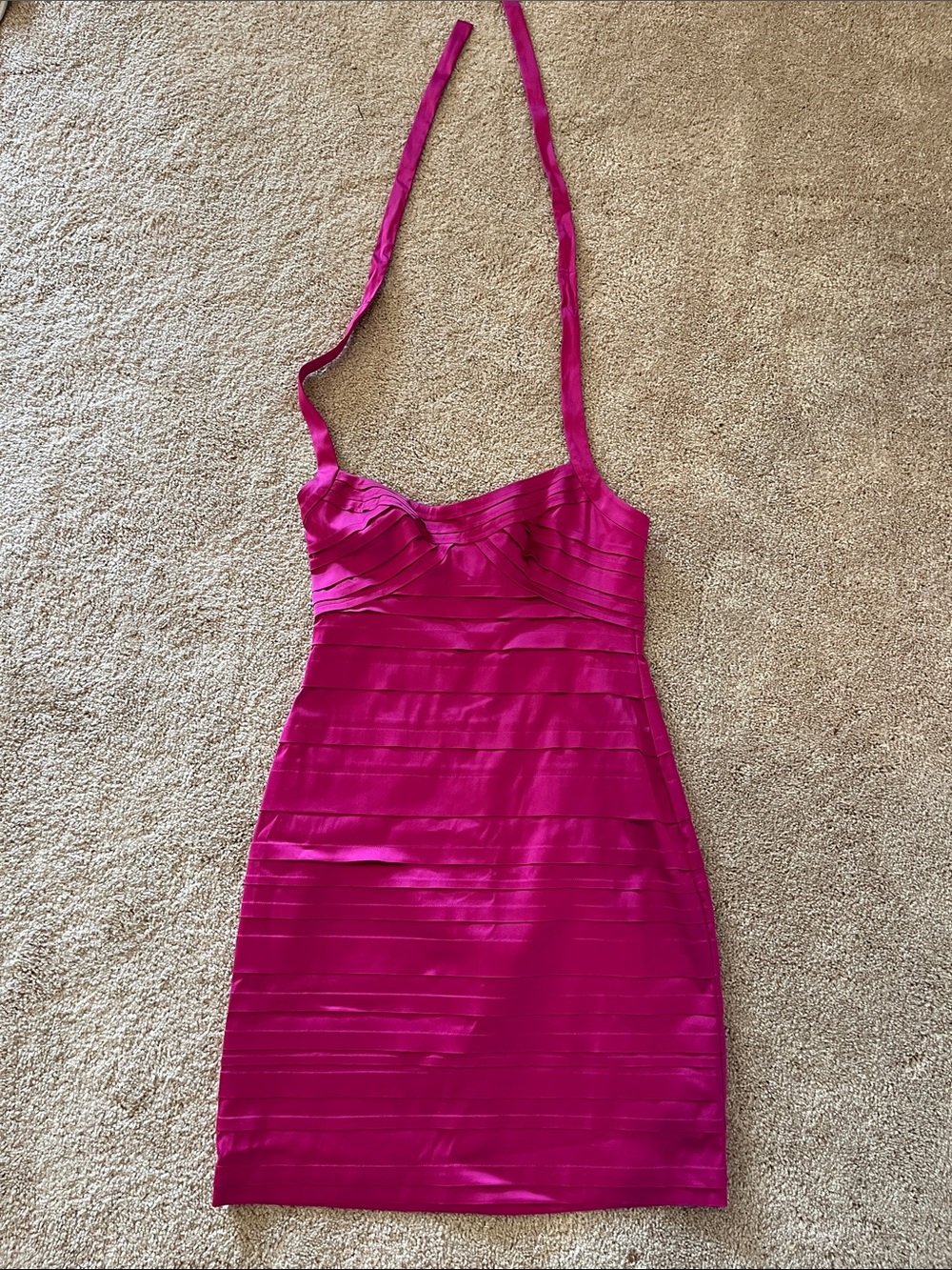 BCBGMaxAzria Fuchsia Halter Bandage Mini Dress size 10